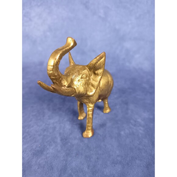 Brass Plated Copper Elephant Statue Figurine Table Shelf Decor Office Decor - Picture 6 of 6